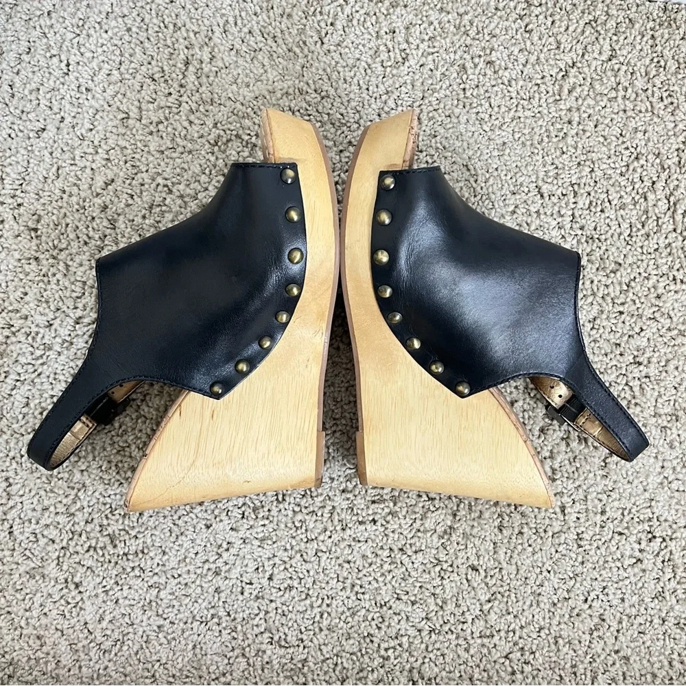 Sam Edelman Camilla Black Leather Studded Cork Wedge Open Toe Sandals Size 9 - Picture 4 of 15